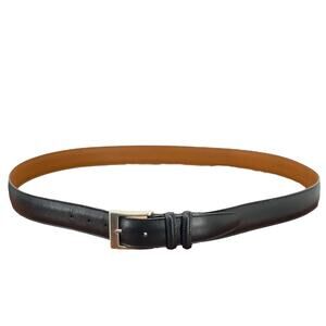 Allen Edmonds Dress Belt Mens SZ 44 Black Brass Buckle Leather Classic Office